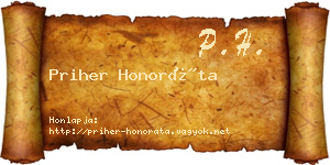 Priher Honoráta névjegykártya